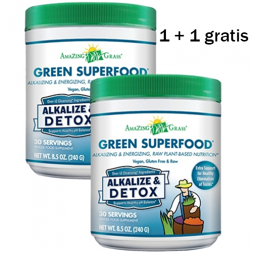 ACTIE - Amazing Grass Alkalize Detox 1 + 1 gratis - 2x 30 porties 240 gram ACTIE - Amazing Grass Alkalize Detox 1 + 1 gratis - 2x 30 porties 240 gram